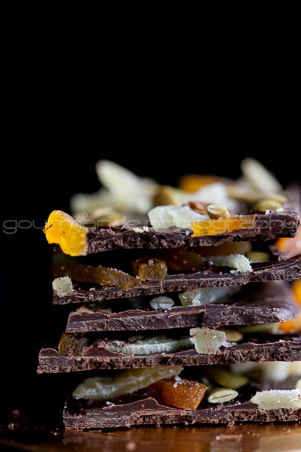 Dark Chocolate Pumpkin Seed and Ginger Bark 4 Dark Chocolate Bark with Ginger, Pumpkin Seeds and Apricots | A Holiday Brunch Party