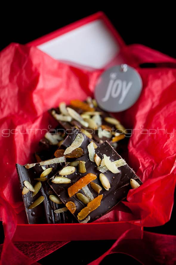 Dark Chocolate Pumpkin Seed and Ginger Bark 5 Dark Chocolate Bark with Ginger, Pumpkin Seeds and Apricots | A Holiday Brunch Party