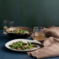 Raw Asparagus and Mushroom Salad with Walnuts and Miso Dressing