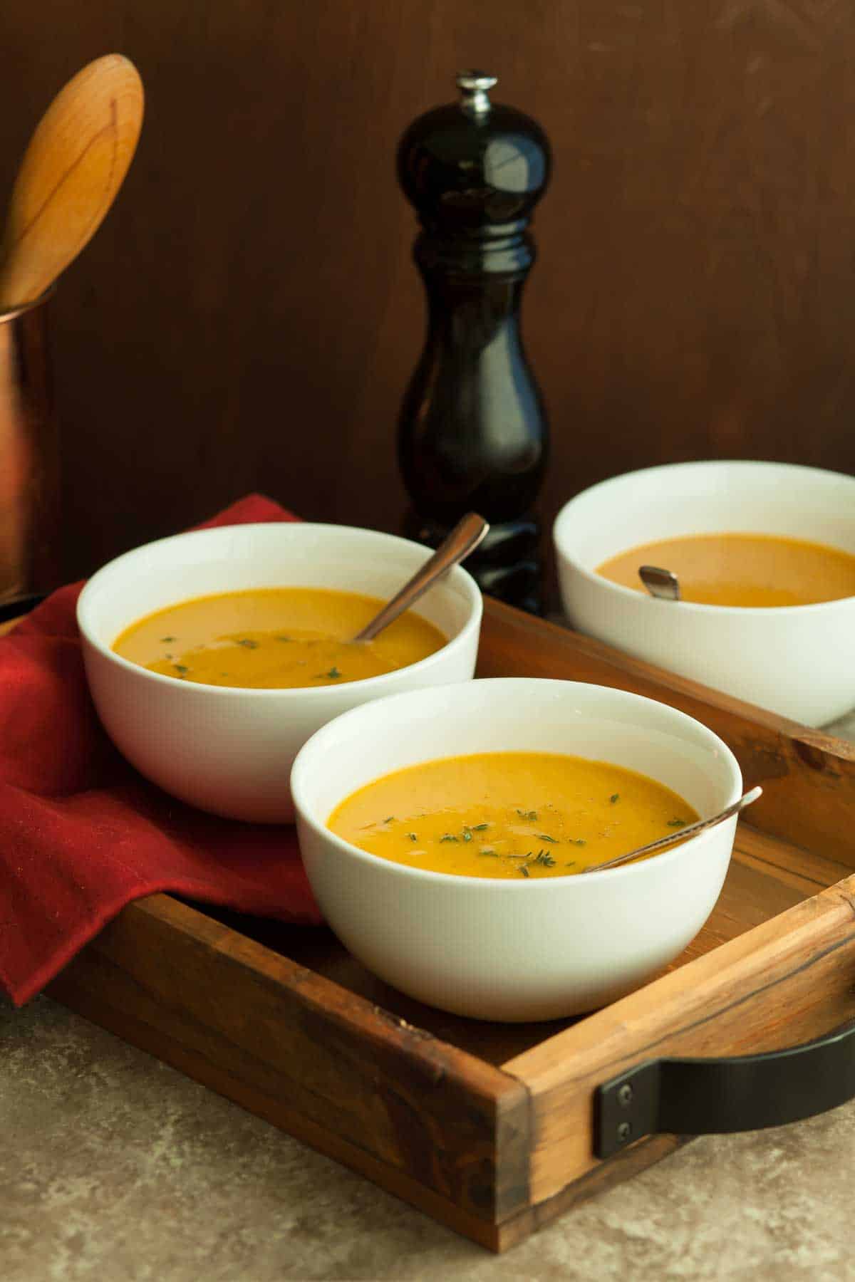 French Potage Soup in bowls