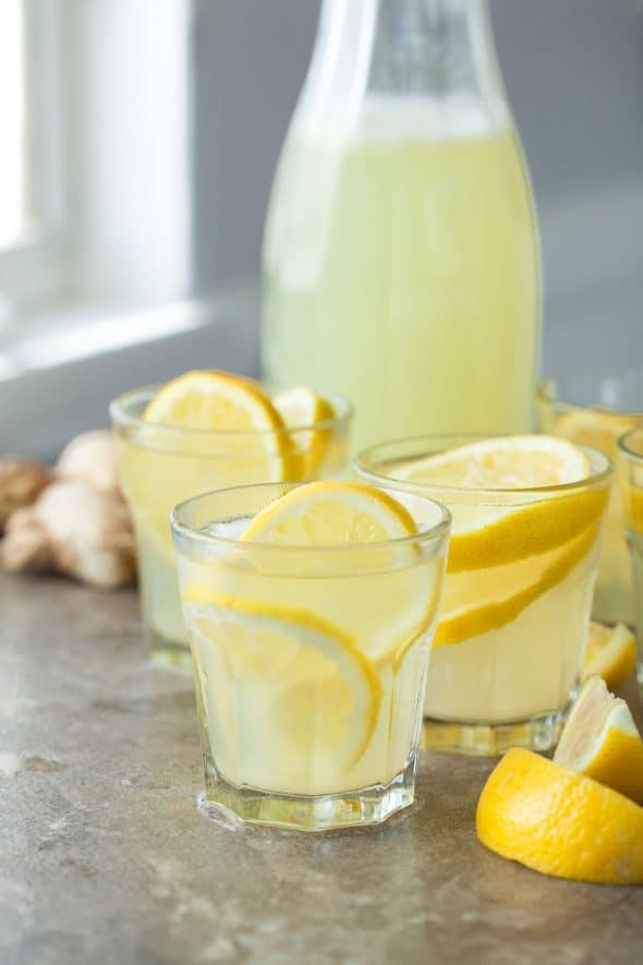 Honey Ginger Lemonade in Glasses 