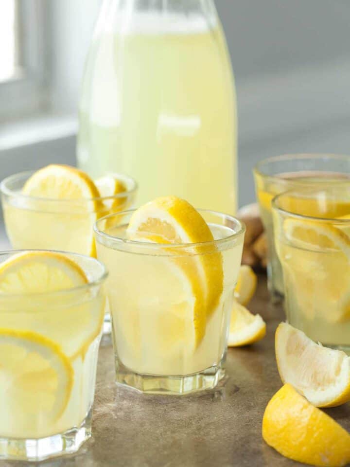 Honey Ginger Lemonade (With 8 Variations) - Fresh ginger add a unique kick to a warm weather classic in this easy homemade honey ginger lemonade.