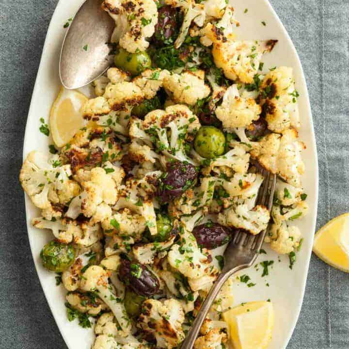 Roasted Cauliflower with Olives