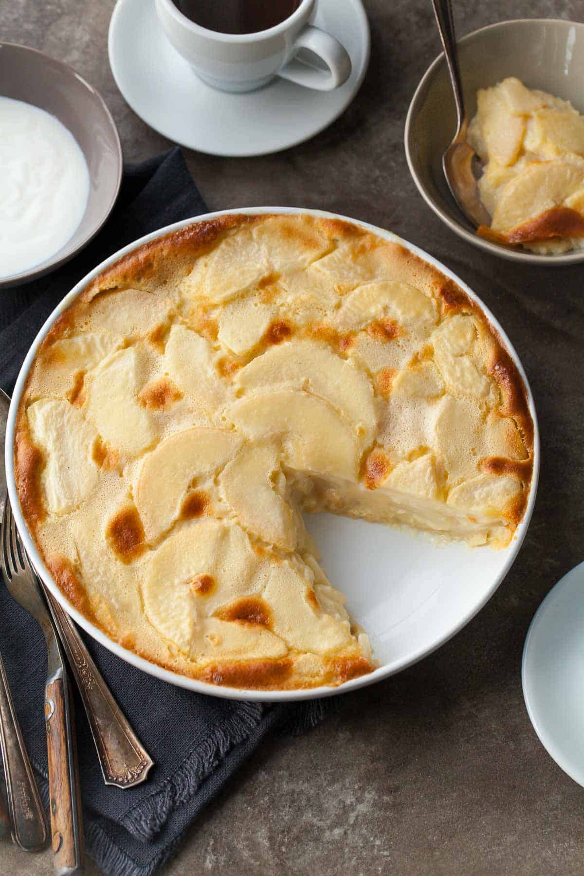 Gluten-Free Clafoutis in Dish with Serving Bowls