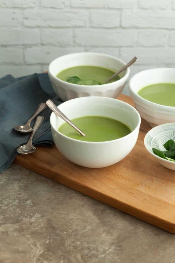 Broccoli Spinach Soup in Bowls