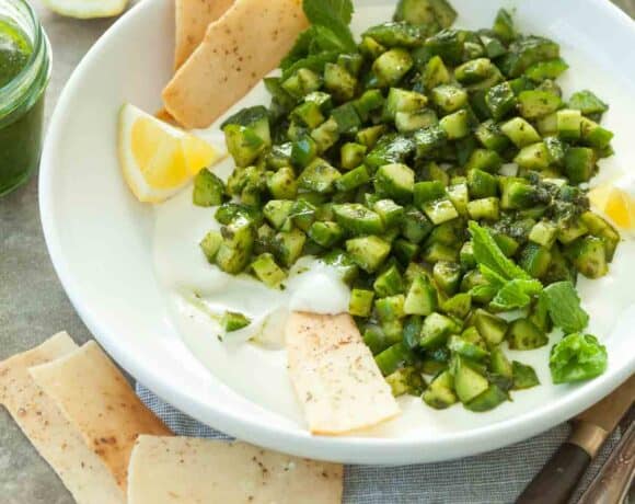 Whipped Feta with Mint Parsley Cucumbers