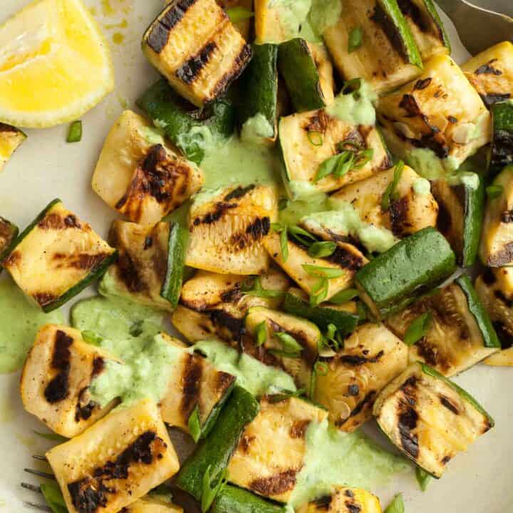 Grilled Zucchini and Summer Squash (with Yogurt Sauce )