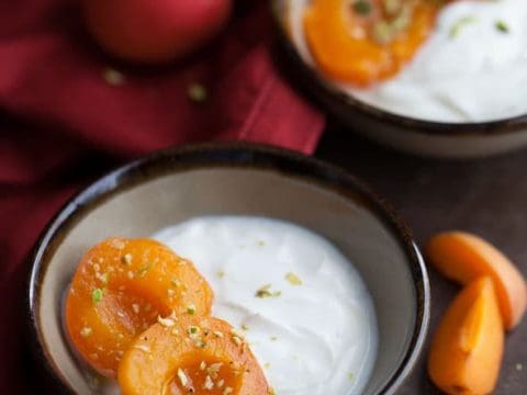Wine Poached Apricots with Yogurt and Pistachios, Sylvie Shirazi Photography, Gourmande in the Kitchen, food photography