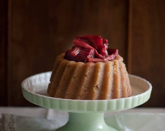 Halva with a Rhubarb Compote