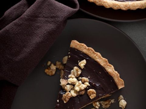 Chocolate Date Caramel Walnut Tart