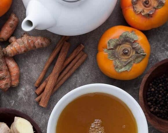 Spiced Persimmon, Ginger, Cinnamon, Turmeric Tea. tea, infusion, food photography, food photographer, los angeles food photographer