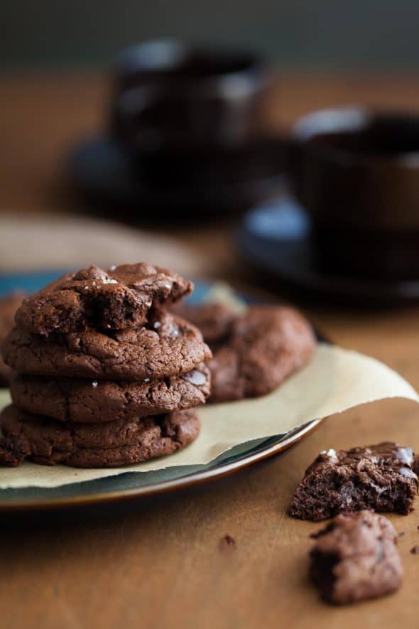 Deep, dark and rich, these gluten-free, paleo double chocolate cookies are for true chocolate lovers.