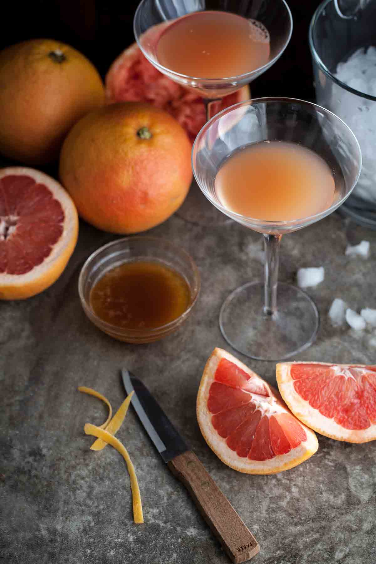 Bourbon Grapefruit Cocktail in Glasses