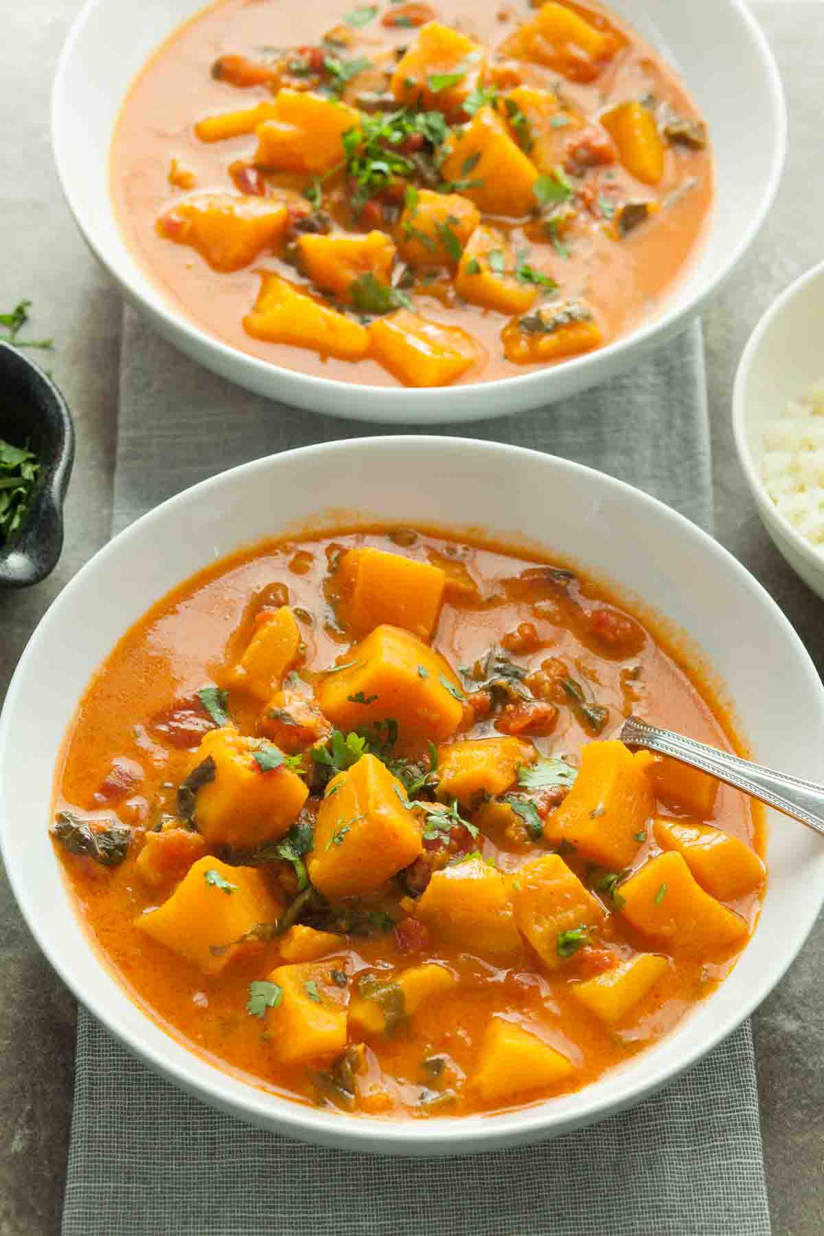 Butternut Squash Curry in Two Bowls