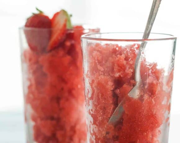 Strawberry Rose Wine Granita