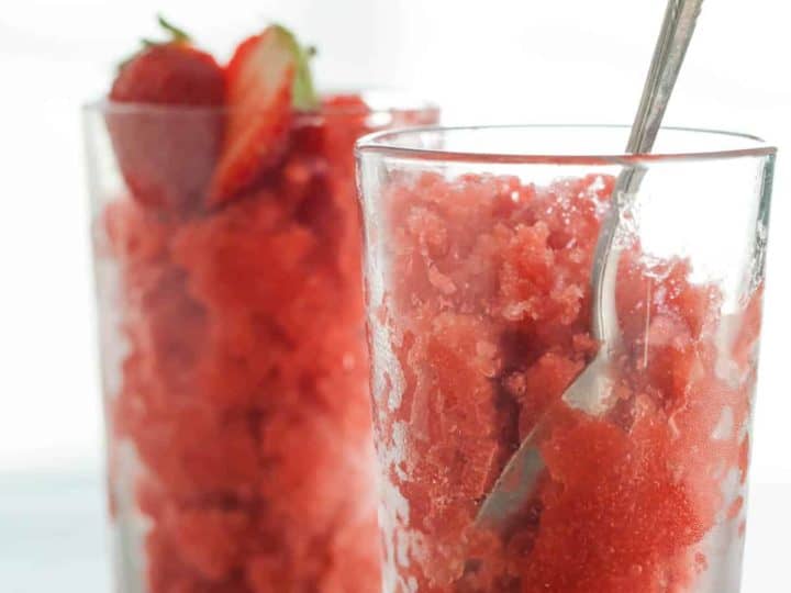 Strawberry Rose Wine Granita