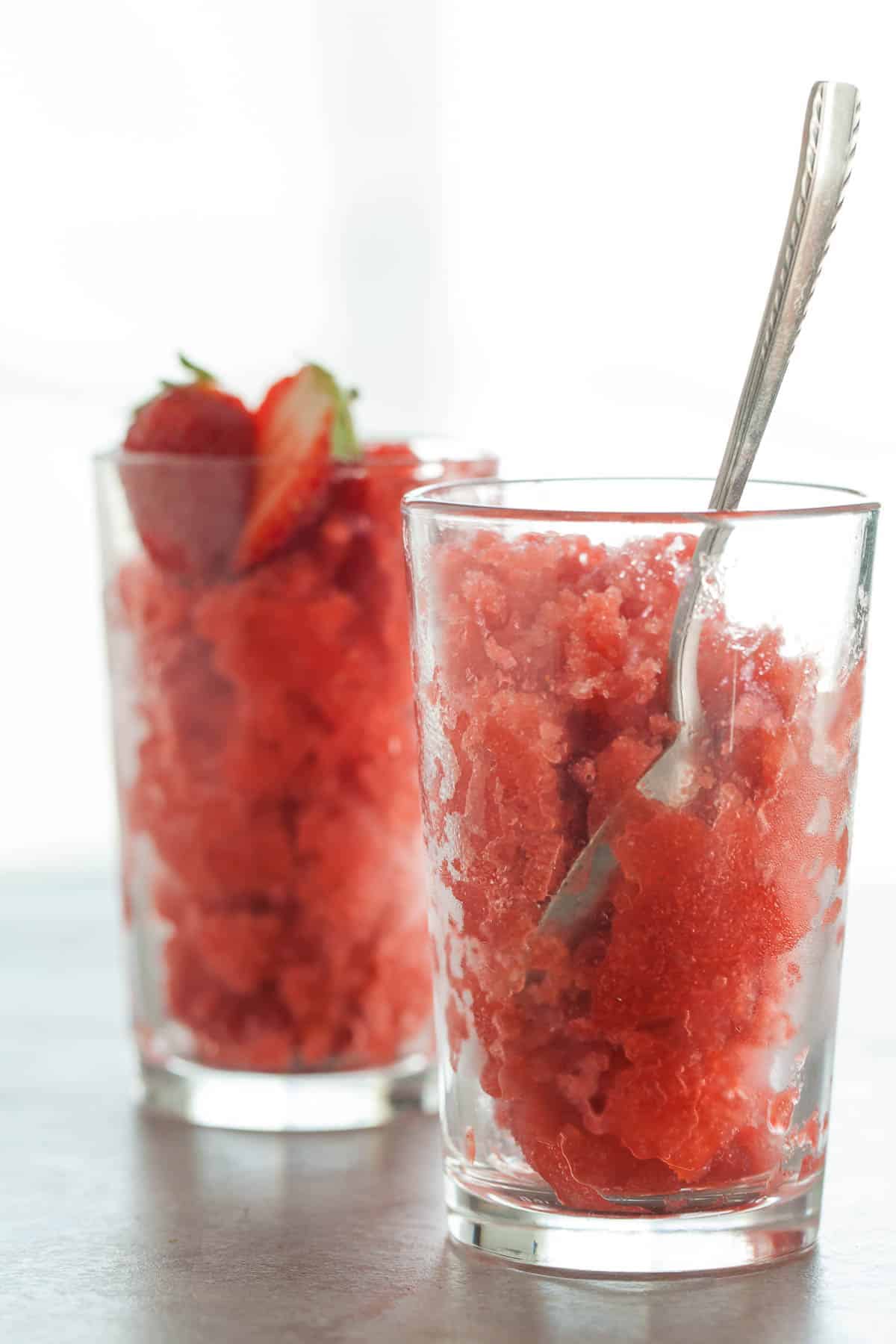 Strawberry Rose Wine Granita 