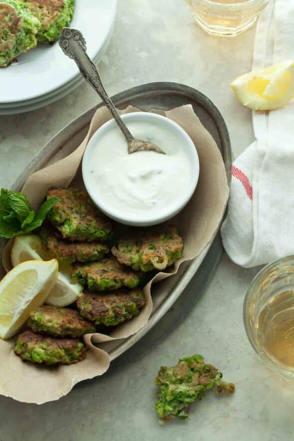 Pea Fritter Recipe with Mint and Feta