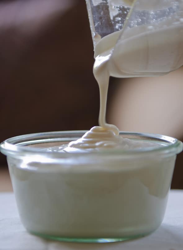 Skin cream poured into jar