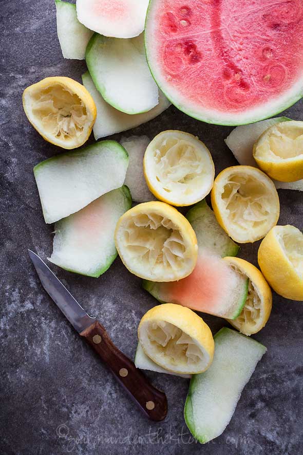 watermelon rind, lemon rinds, watermelon, lemons