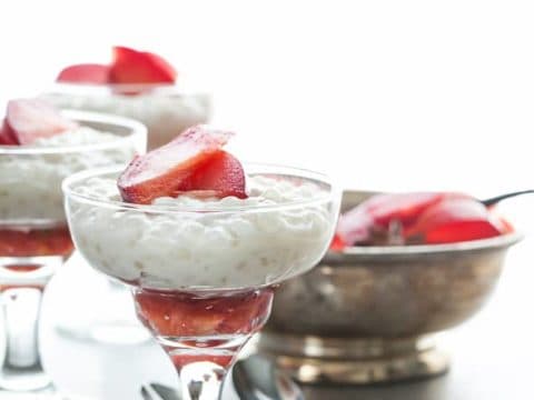 Vegan Tapioca Pudding with Maple Roasted Plums