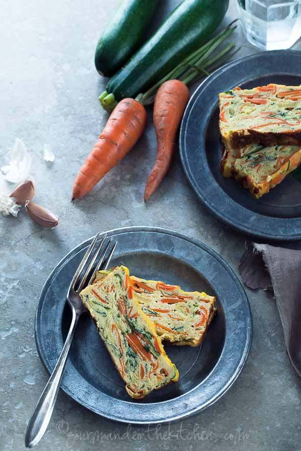 vegetable cake slices on plate