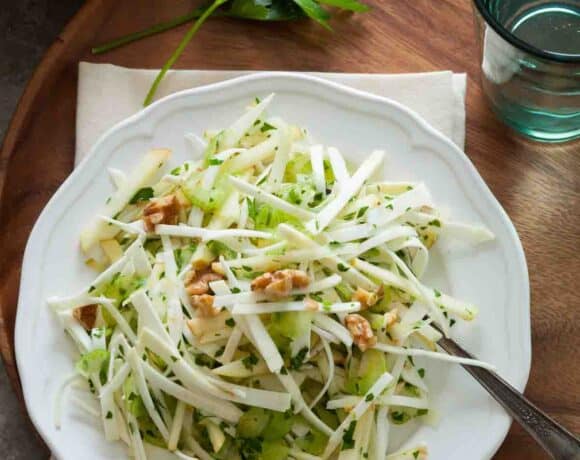 celery root salad on plate