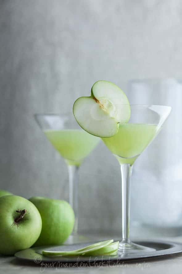 Green apple martini made with fresh granny smith apples!