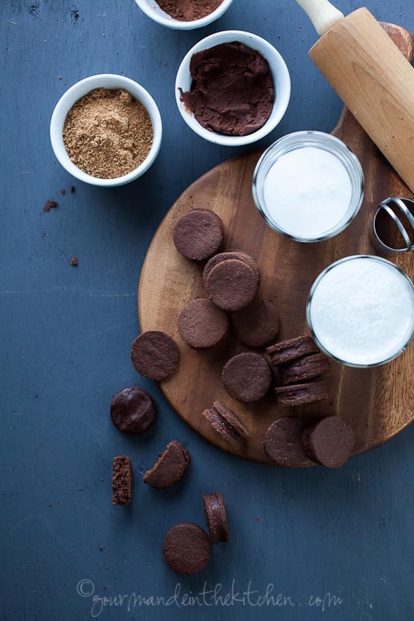 gluten-free chocolate sandwich cookies on board