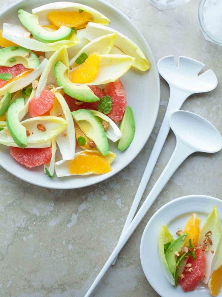 CITRUS ENDIVE AVOCADO SALAD A light and refreshing grapefruit, tangerine, avocado and endive salad filled with vitamin C and healthy fats.