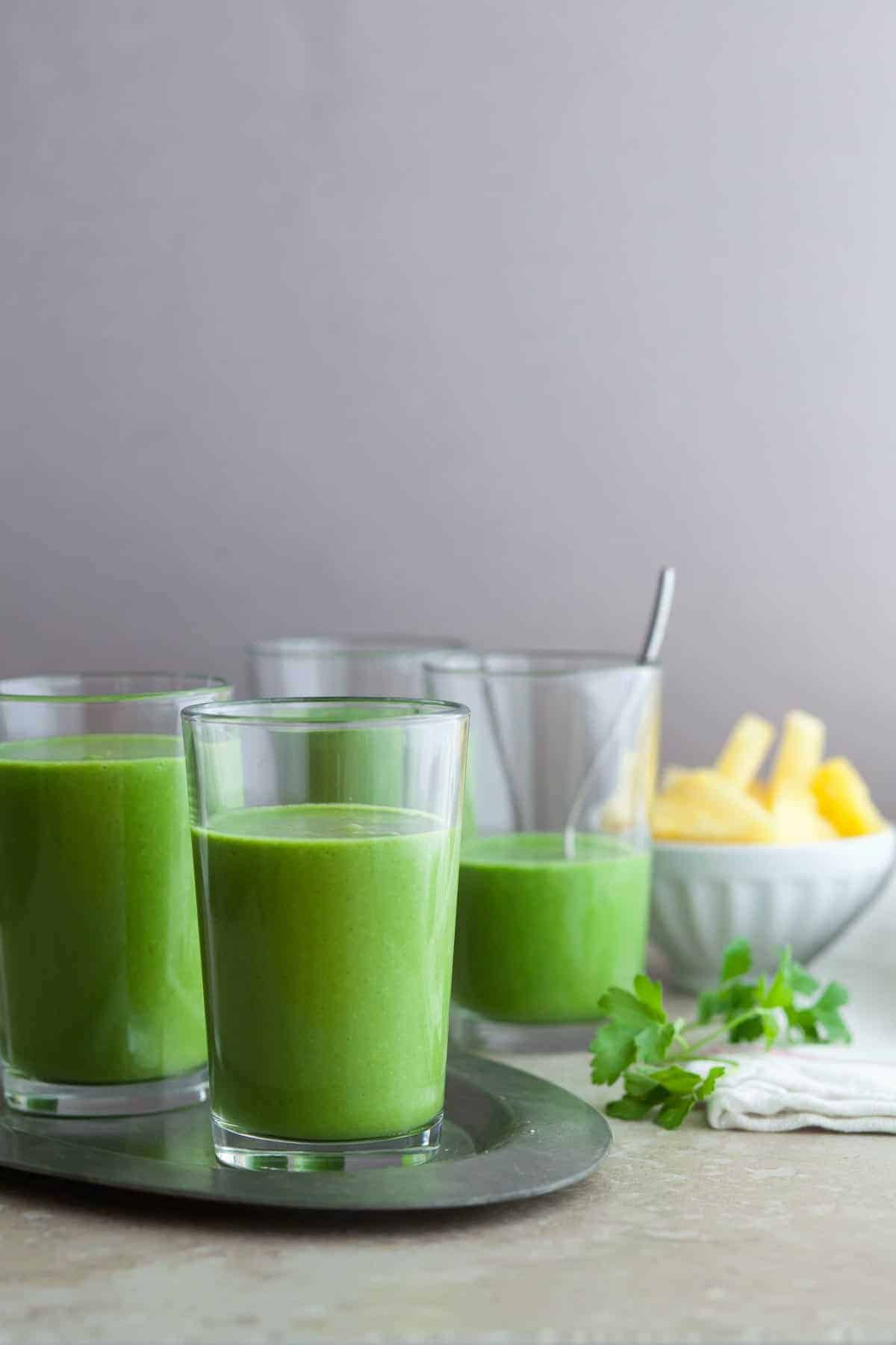 Pineapple Kale Smoothie in glasses