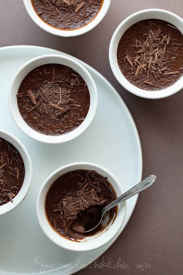 Earl Grey Chocolate Pots on Plate with Spoon