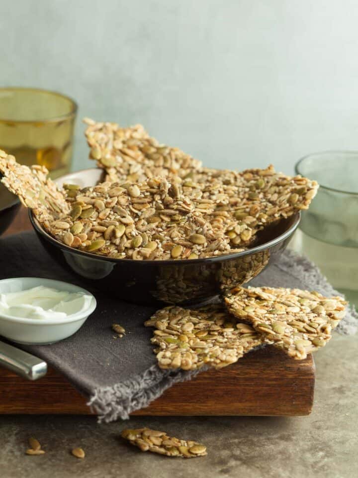 Seed Crackers in Bowl