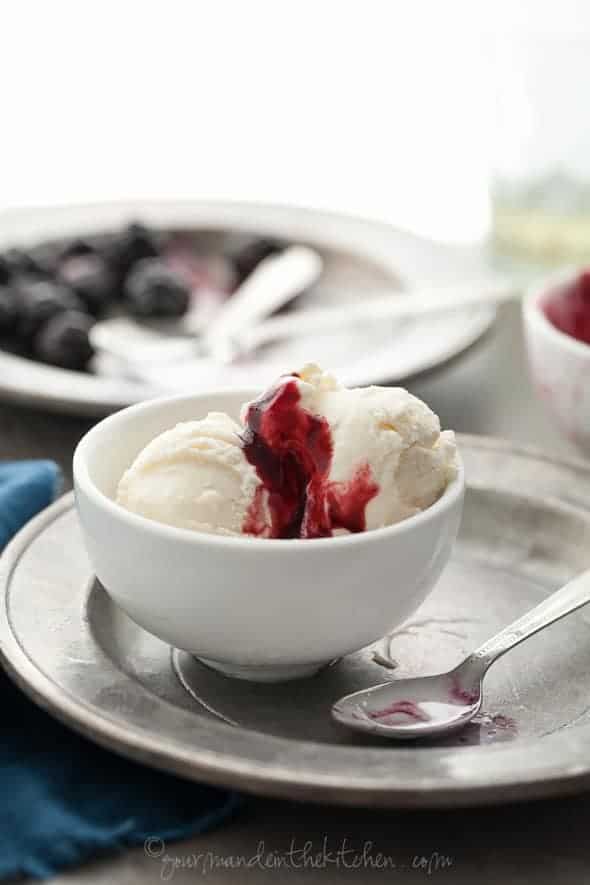 frozen kefir, frozen yogurt, kefir recipe, blackberry coulis