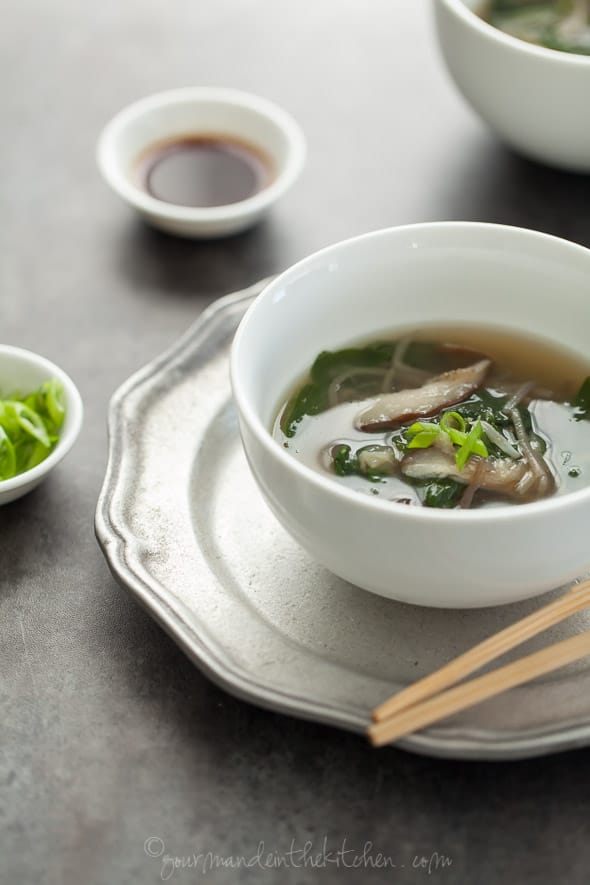 Spinach and Eggplant Noodle Miso Soup