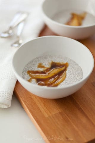 Vanilla Bean Chia Porridge with Sautéed Caramel Pears (Paleo)