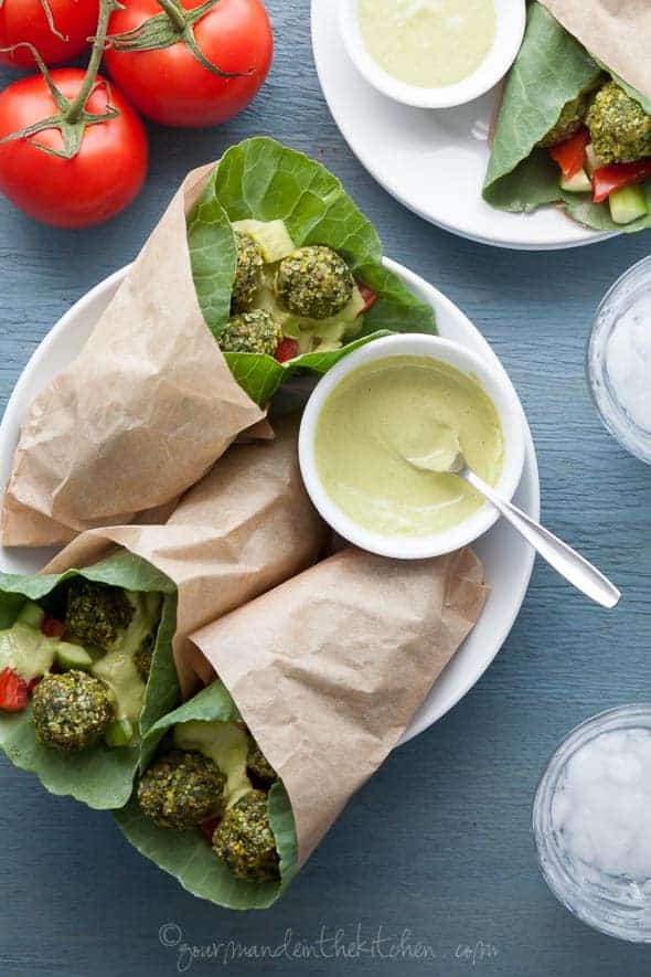 Raw Falafel Wraps with Parsley Tahini Sauce | Gourmande in the Kitchen