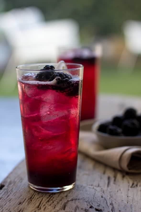 Blackberry Soda in Glasses with Berries