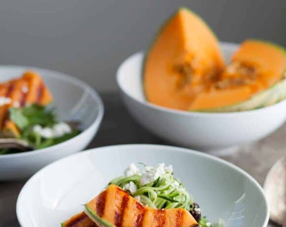 Grilled Melon Salad with Cucumber Noodles