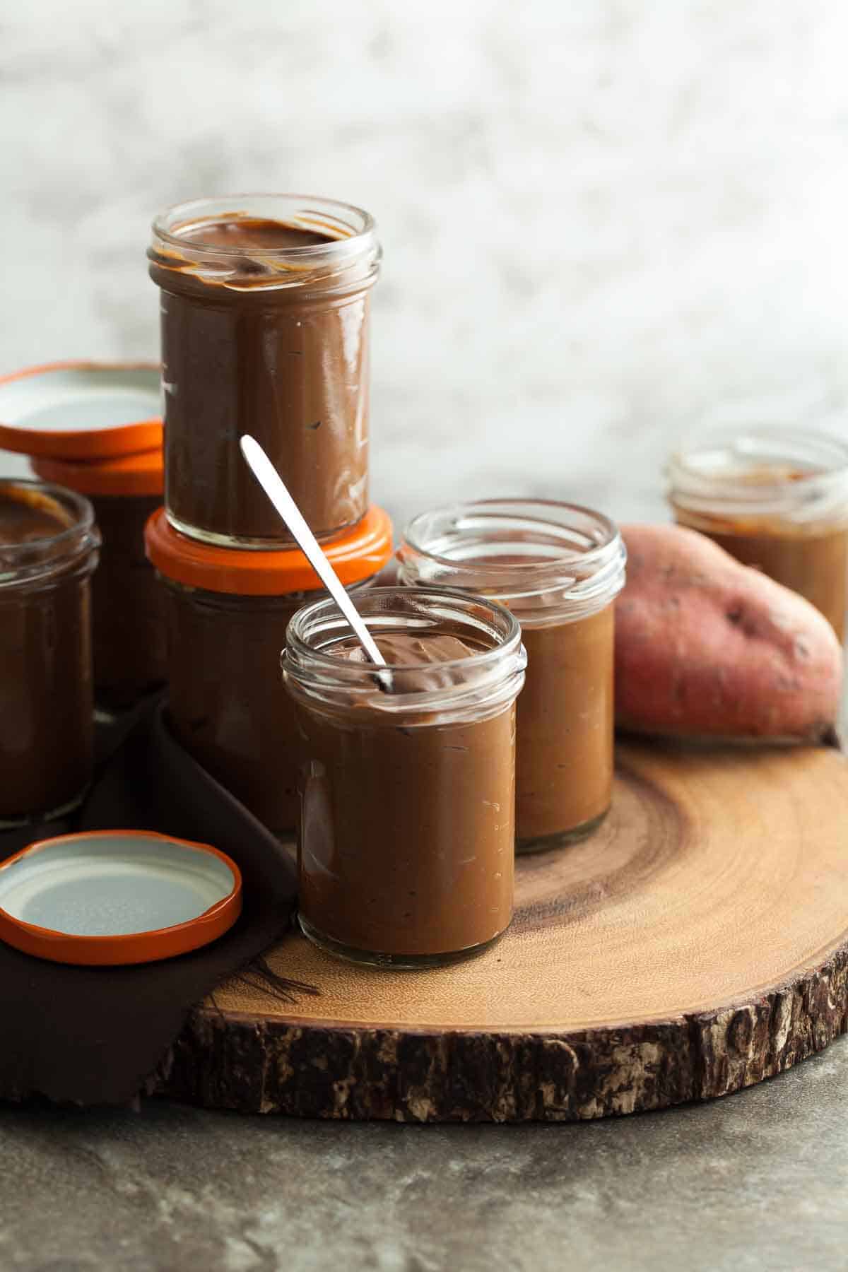 Chocolate Sweet Potato Pudding in Jars