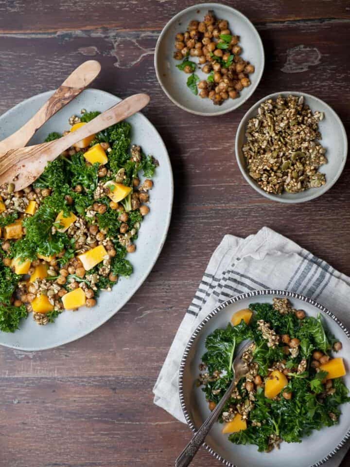 Massaged Kale and Butternut Squash Salad from Cut the Sugar, You're Sweet Enough by Ella Leché