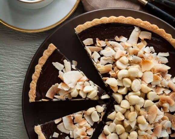 Chocolate Coconut Macadamia Nut Tart (Gluten-Free, Paleo)