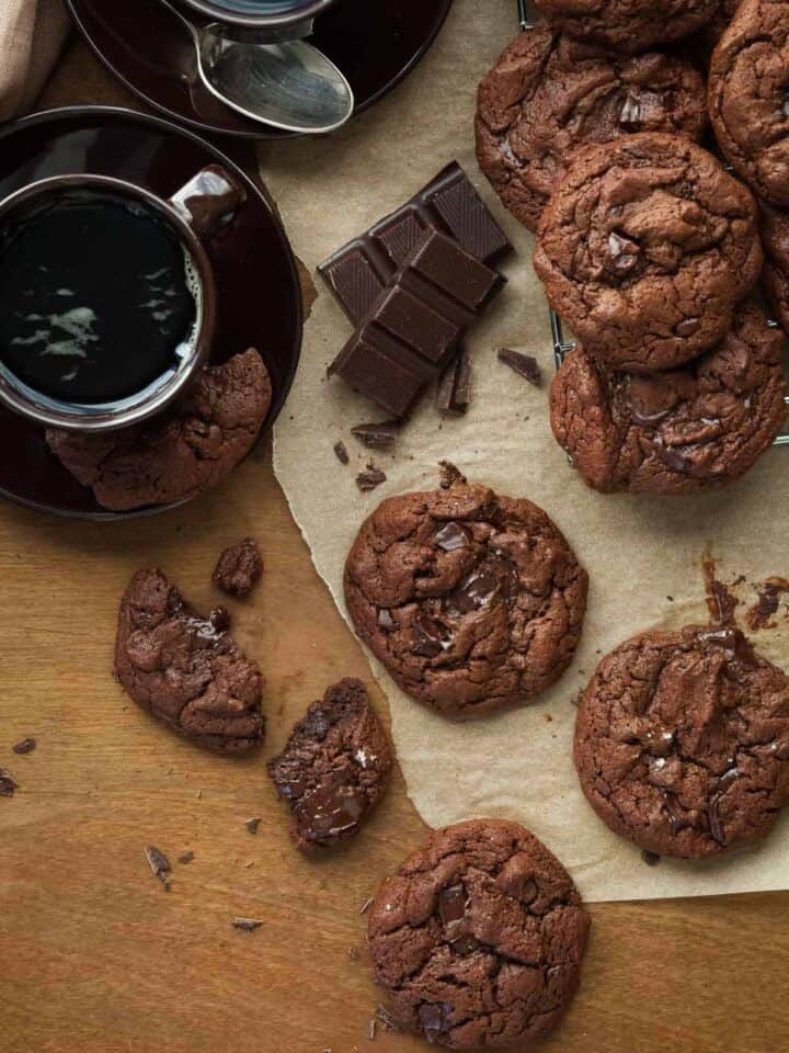 Deep, dark and rich, these double chocolate cookies are for true chocolate lovers.
