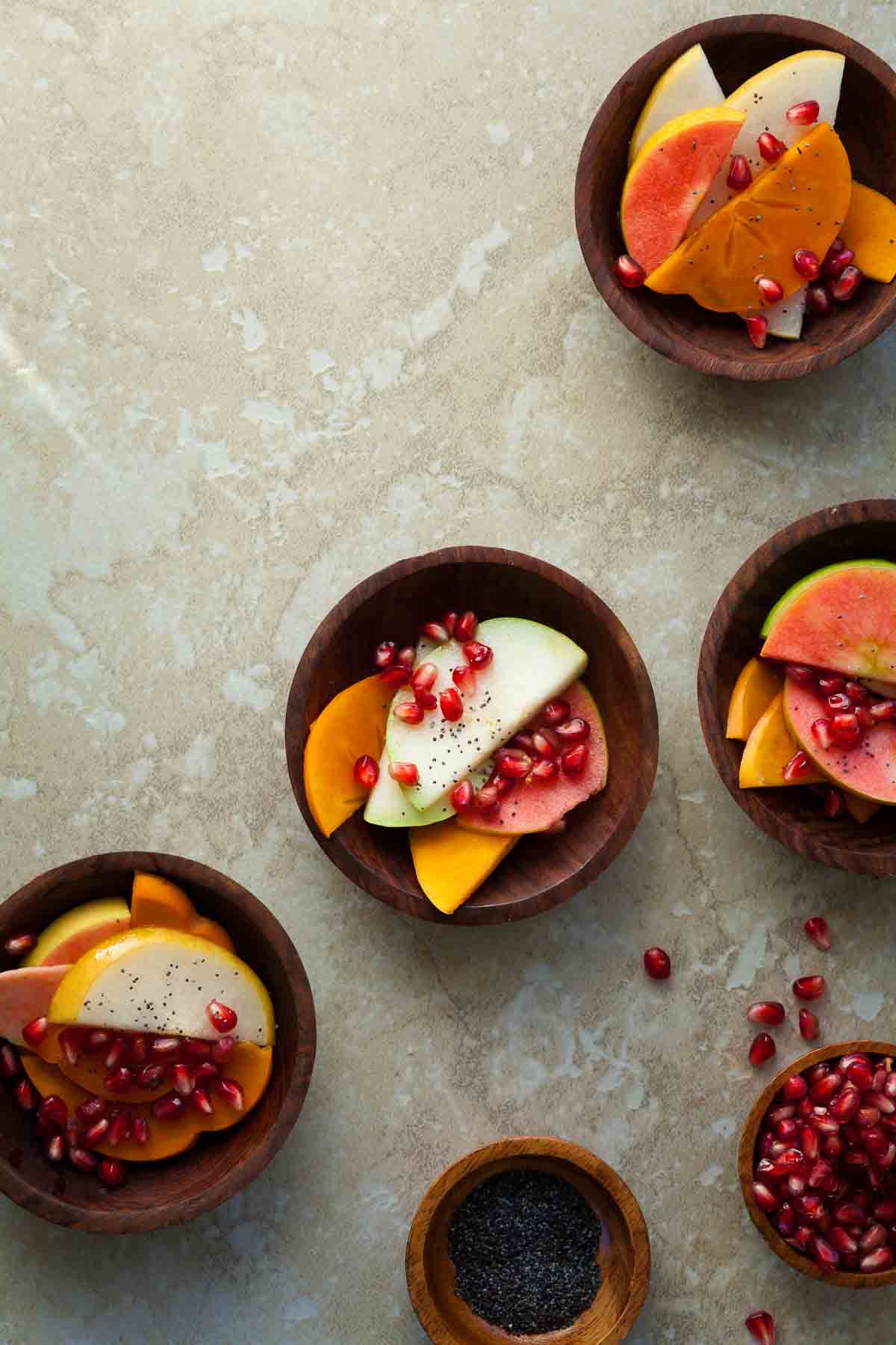 Fall fruit salad in small bowls