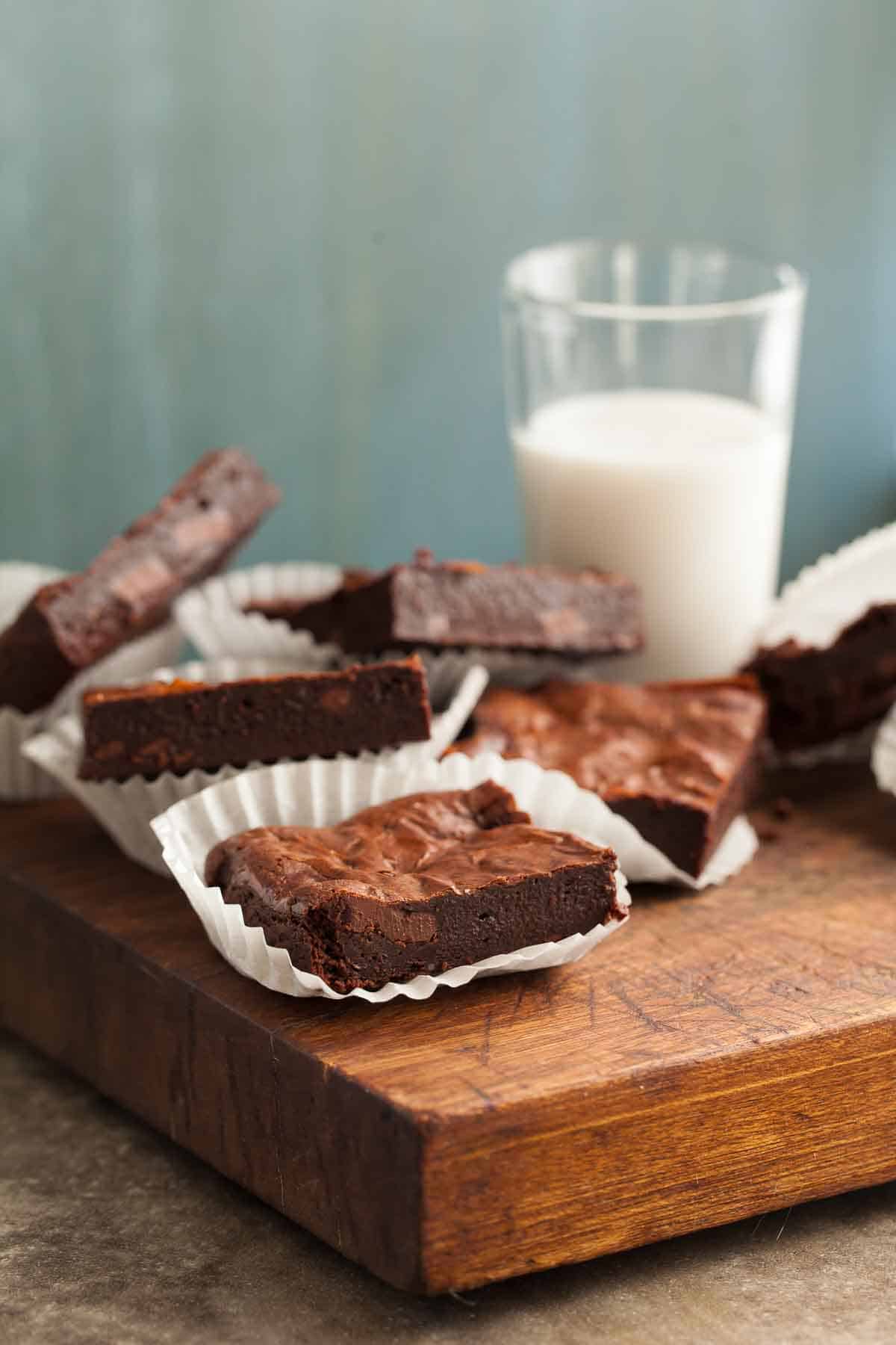 Flourless Brownies with Glass of Milk