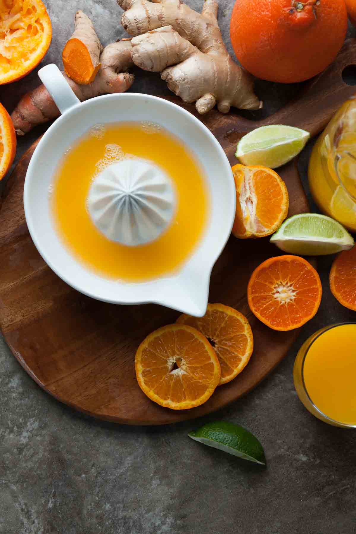 Tangerine Turmeric Juice in Juicer