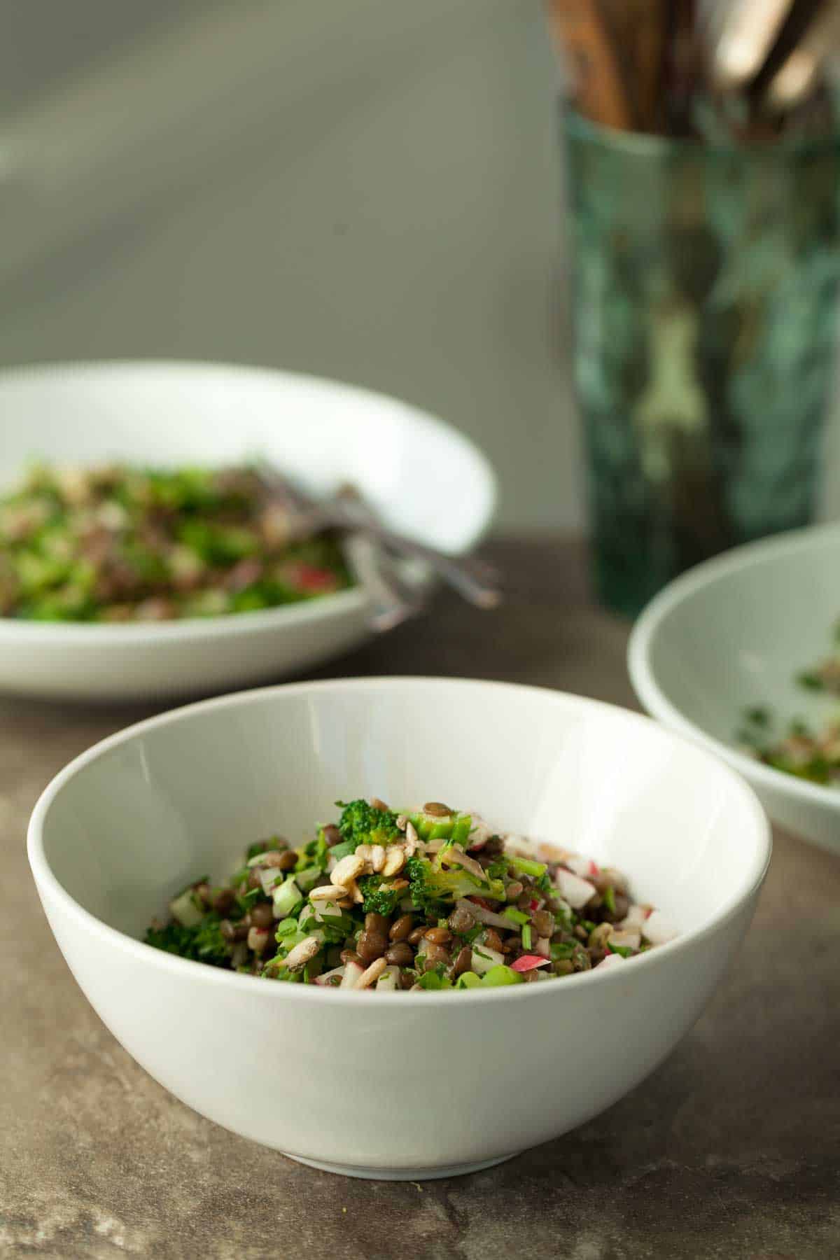 French Lentil Salad in Small Bowl