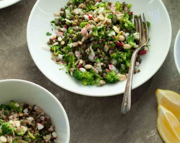 Tabbouleh Style Lentil Radish Salad - Filled with fresh herbs and crunchy radishes, this lentil salad is a spring inspired twist on traditional tabbouleh.