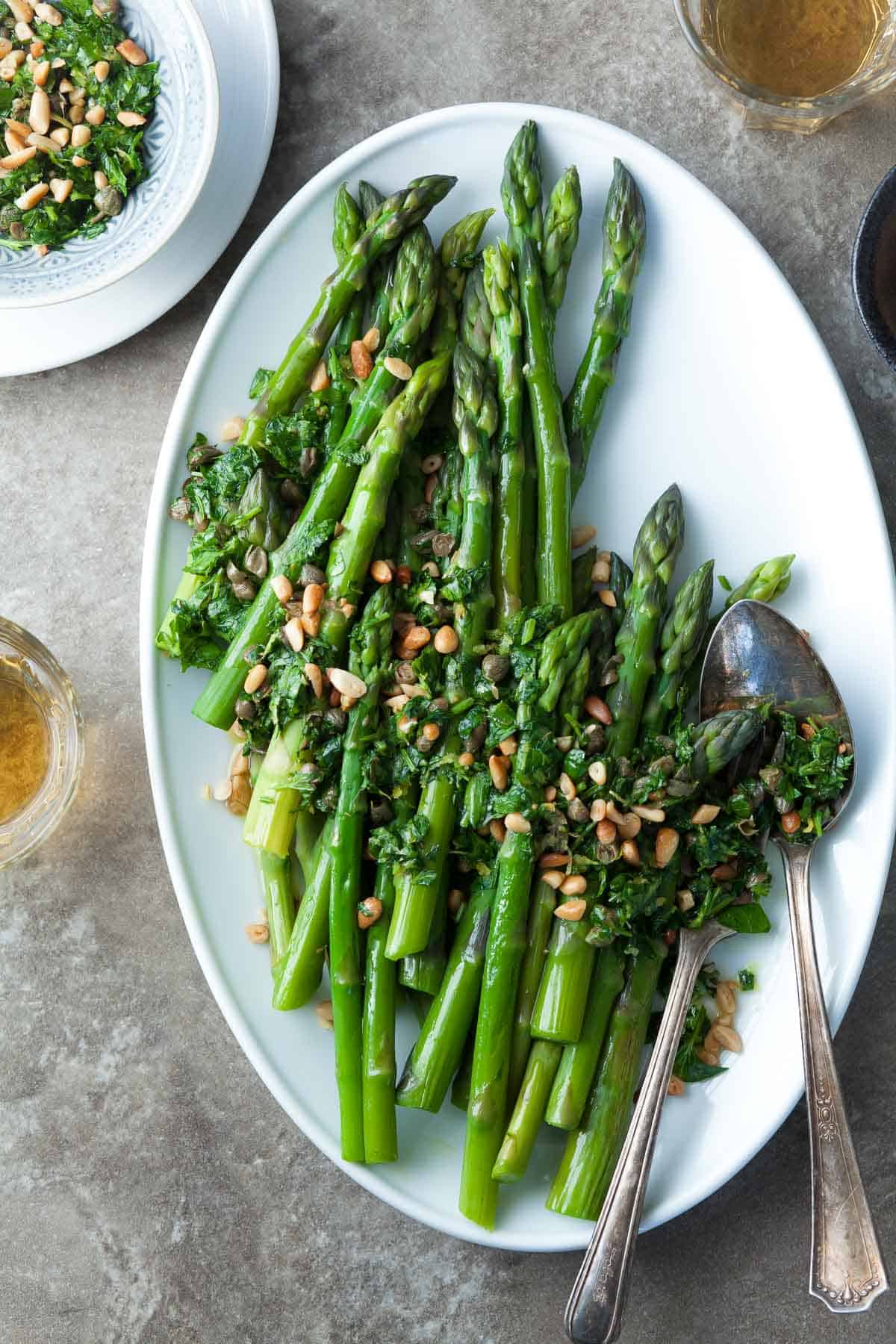 Asparagus with Gremolata on Serving Plate