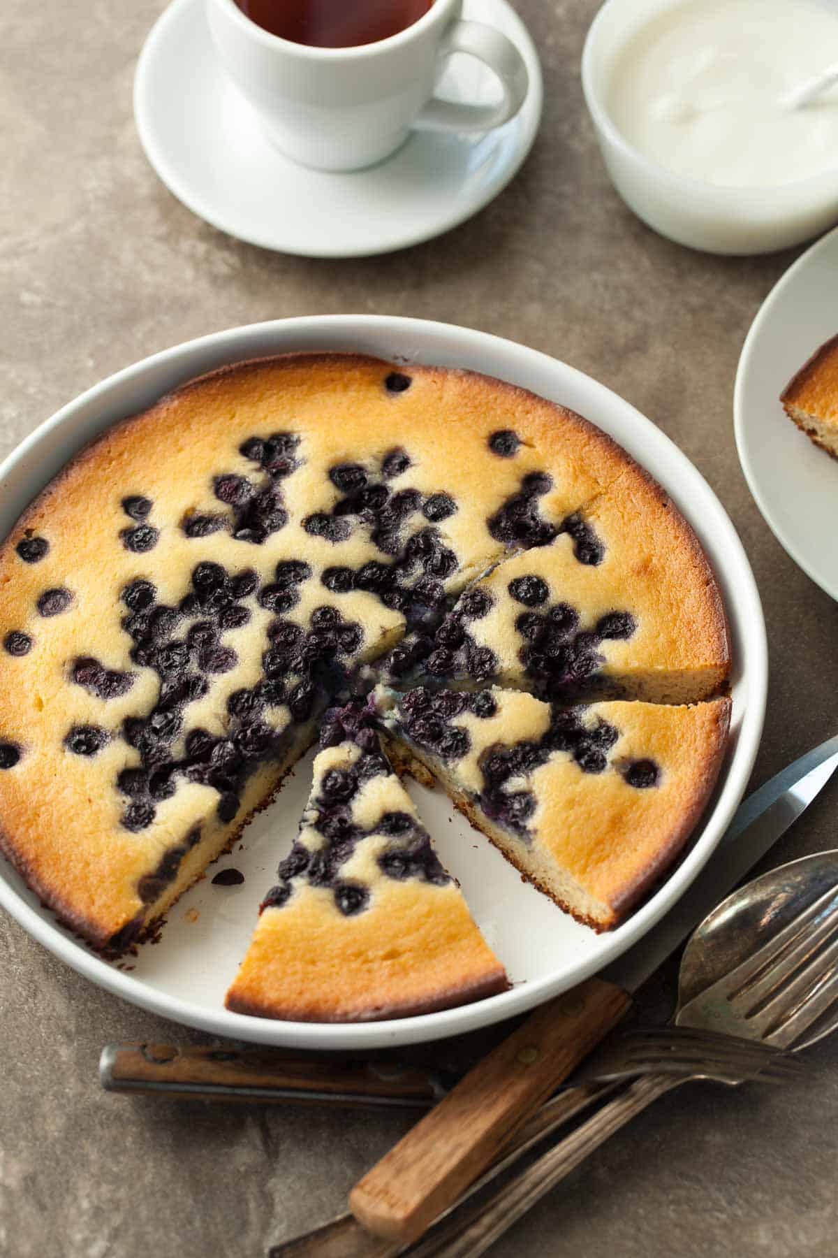 Gluten-Free Baked Blueberry Pancake Sliced